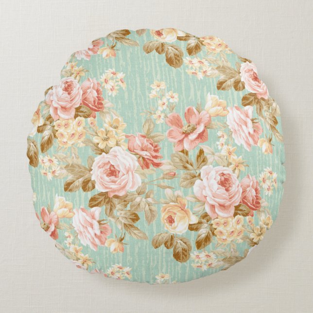 Coussins Ronds Fleur populaire classique motif sans couture arriè (Devant)
