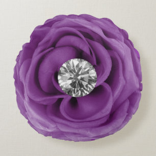 Coussins Ronds Fleur pourpre de diamant