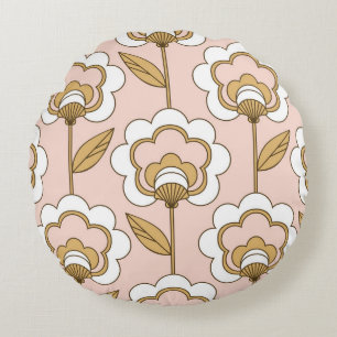 Coussins Ronds Fleur rétro : motif vintage sans soudure.