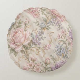 Coussins Ronds Fleur rose de pivoine rose shabby chic vintage