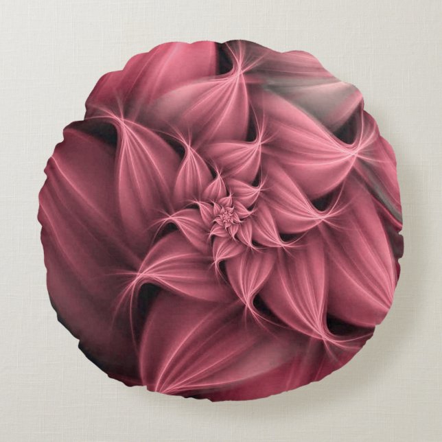 Coussins Ronds Fleur rose impressionnant Fractale (Devant)