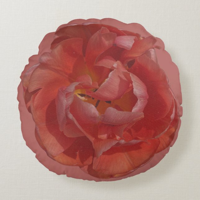 Coussins Ronds fleur rouge  (Devant)