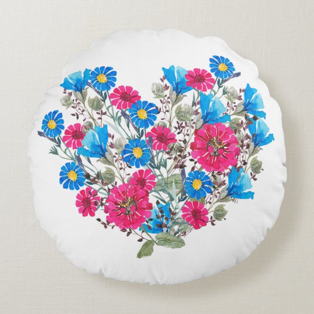 Coussins Ronds Fleur sauvage clair aquarelle (Devant)