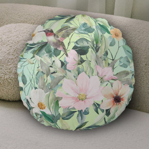 Coussins Ronds Fleur sauvage d'aquarelle Boho moderne