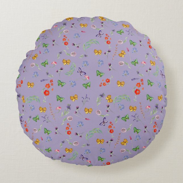 Coussins Ronds Fleur sauvage romantique (Devant)