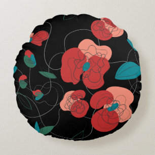 Coussins Ronds Fleur sauvage Wonderland   motif de fleurs stylisé