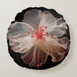Coussins Ronds Fleur translucide élégante sur le noir