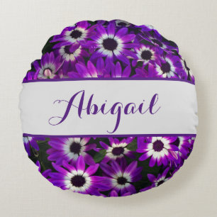 Coussins Ronds Fleur Violette Brillante Photo Jardin Floral Beau