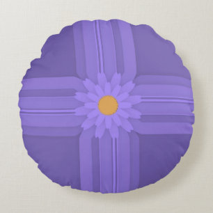 Coussins Ronds Fleur Violette Simple sur Croix Moderne