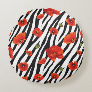 Coussins Ronds fleur zèbre sans couture motif