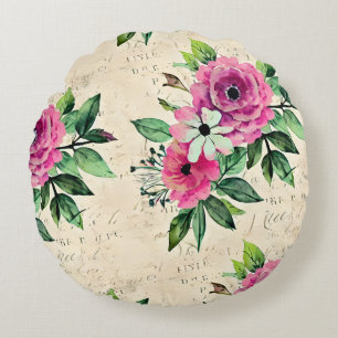 Coussins Ronds Fleurie Vintage Chic Décontracté