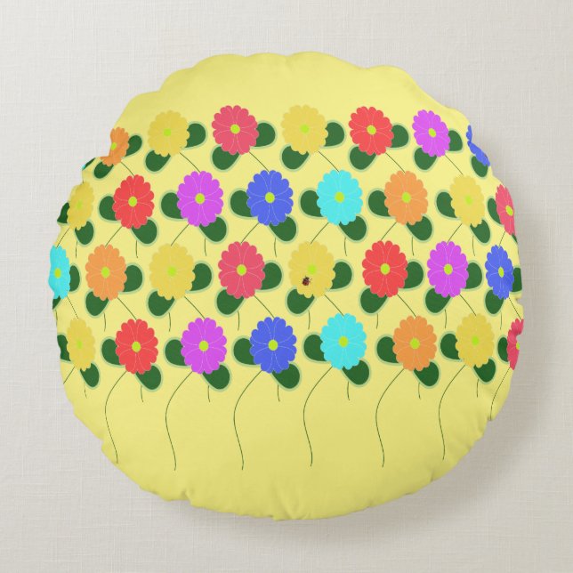 Coussins Ronds Fleurs amusantes (Devant)