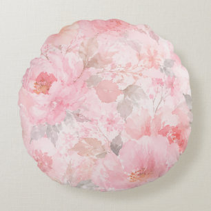 Coussins Ronds Fleurs aquarelles Blush Bloom