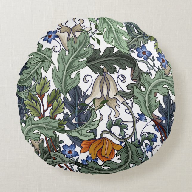 Coussins Ronds Fleurs, art déco, moderne, sans soudure. (Devant)