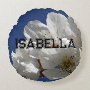 Coussins Ronds Fleurs blanches mignonnes Lance Oreiller