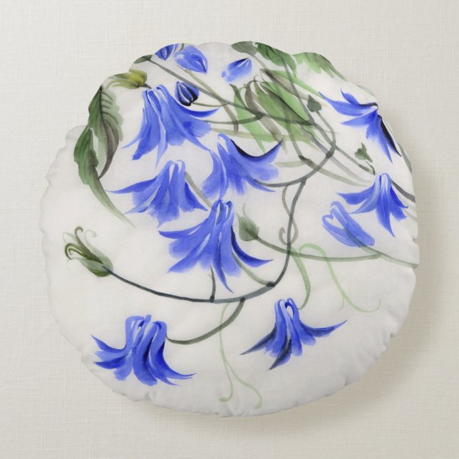 Coussins Ronds Fleurs bleues (Devant)