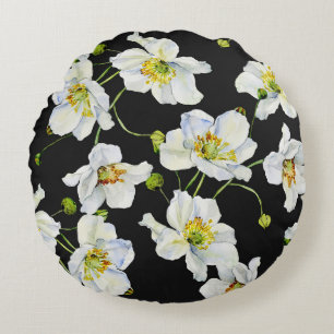 Coussins Ronds Fleurs chamomiles : Motif d'illustration aquarelle