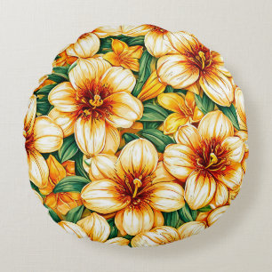 Coussins Ronds Fleurs colorées
