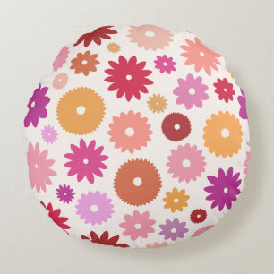 Coussins Ronds Fleurs Colorées Grand Motif