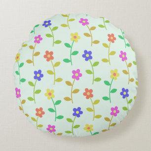 Coussins Ronds Fleurs colorées, Motif Floral, Verdure, Boho