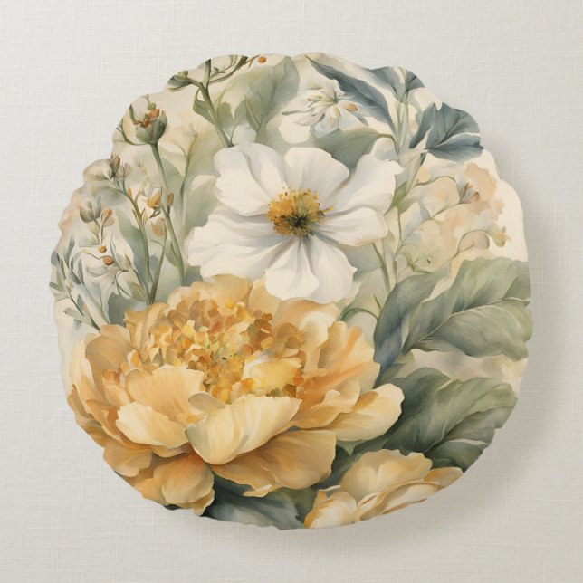 Coussins Ronds fleurs dans le jardin (Devant)