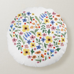 Coussins Ronds Fleurs d'aquarelle motif transparent
