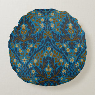 Coussins Ronds Fleurs d'automne bleu sarcelle vintage William Mor