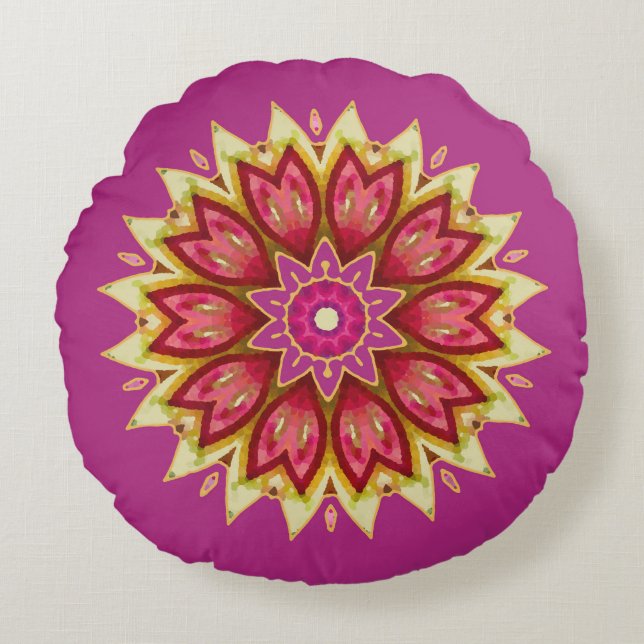 Coussins Ronds Fleurs de couverture sur Magenta (Devant)