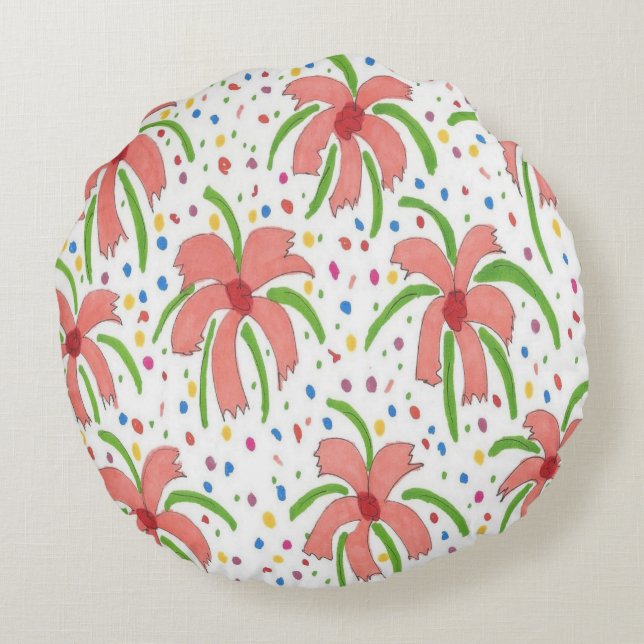 Coussins Ronds Fleurs de Fiesta tropicales (Dos)