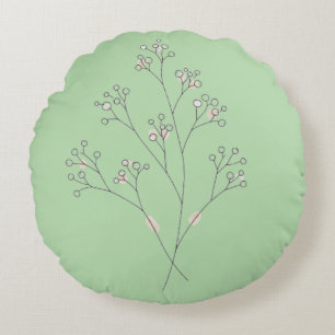Coussins Ronds Fleurs de Gypsophile - Art à ligne fine