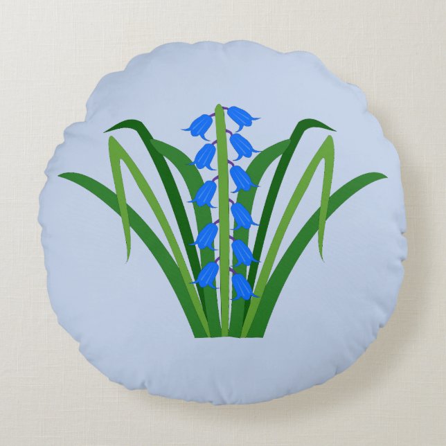Coussins Ronds Fleurs de Jacinthe Bleue Garçon Printemps (Devant)