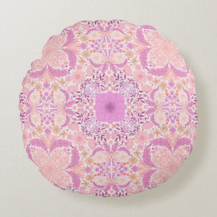 Coussins Ronds Fleurs de jardin rétro en rose