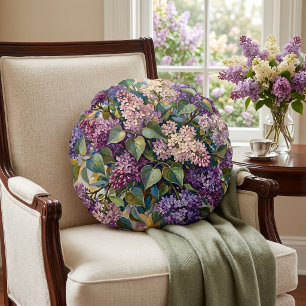 Coussins Ronds Fleurs de lilas vintage