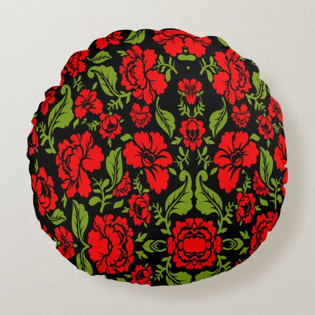 Coussins Ronds Fleurs de rose (Devant)