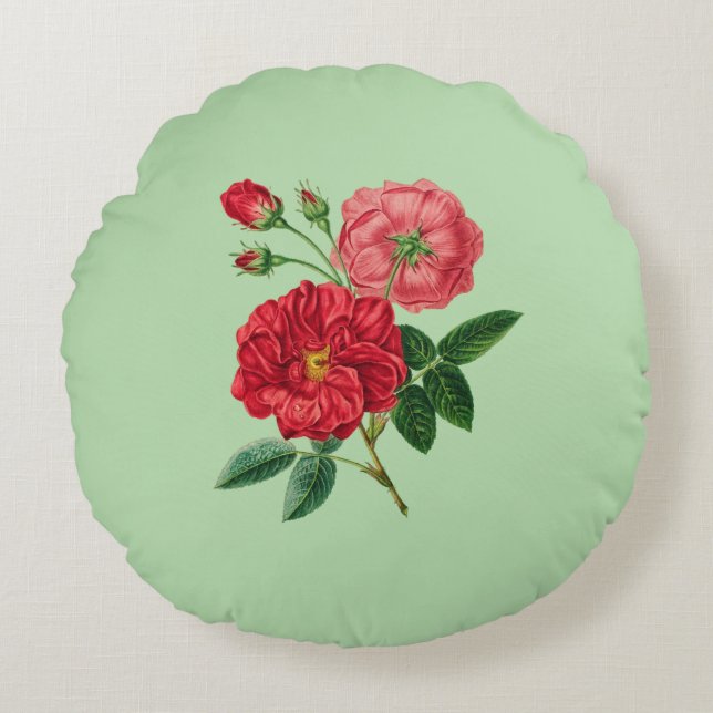 Coussins Ronds Fleurs de rose rouge (Devant)