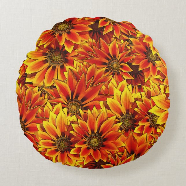 Coussins Ronds Fleurs de soleil orange (Devant)