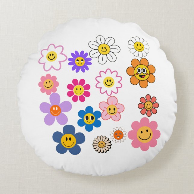 Coussins Ronds Fleurs de sourire (Devant)