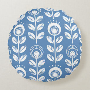 Coussins Ronds Fleurs de style folk scandinave - fleurs florales