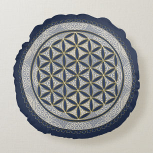 Coussins Ronds FLEURS DE VIE - Symbole de géométrie sacrée Art 1
