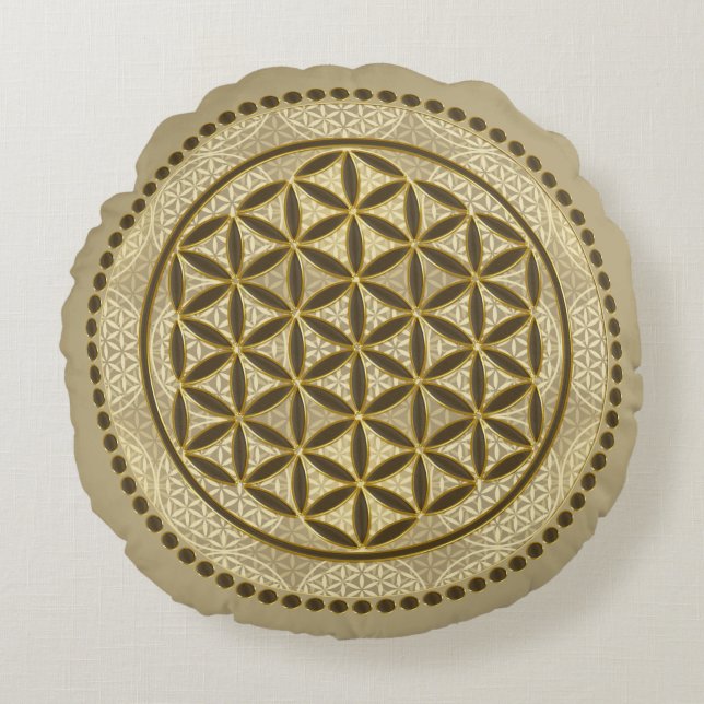 Coussins Ronds FLEURS DE VIE - Symbole de géométrie sacrée Art 2 (Devant)