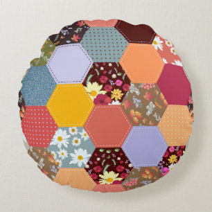 Coussins Ronds Fleurs d'hexagone colorées Design de revêtement