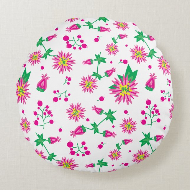 Coussins Ronds Fleurs et baies (Devant)