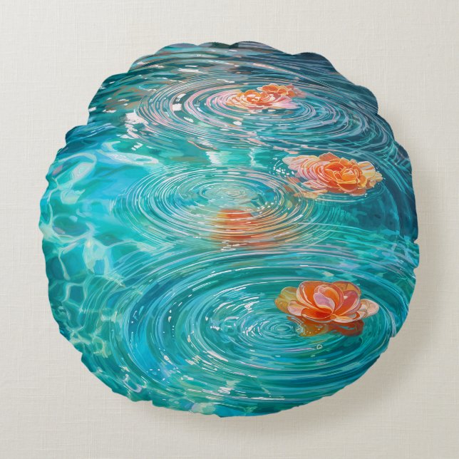 Coussins Ronds Fleurs flottant sur l'eau  (Devant)