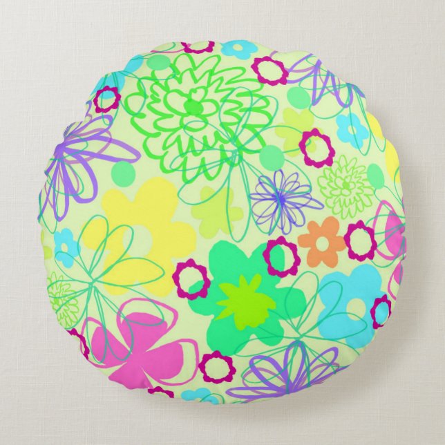 Coussins Ronds Fleurs graphiques (Devant)