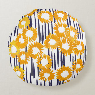 Coussins Ronds Fleurs Jaunes : Vintage peint à la main