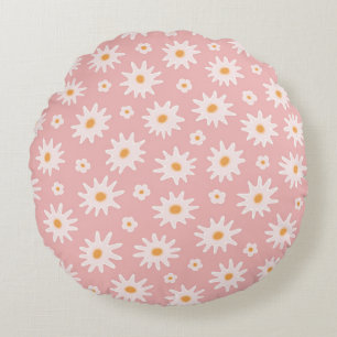 Coussins Ronds Fleurs marguerites sans couture motif. Fond floral