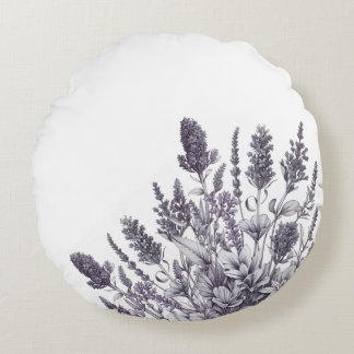 Coussins Ronds Fleurs noires et blanches