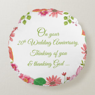 Coussins Ronds Fleurs religieuses pour les 20 ans de mariage