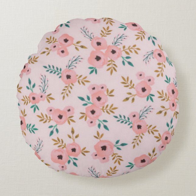 Coussins Ronds Fleurs roses (Devant)
