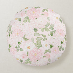 Coussins Ronds Fleurs Roses Blanches Jolies Féminines